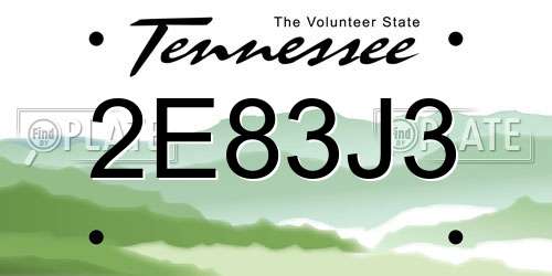 2E83J3 Tennessee License Plate