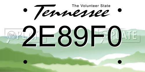 2E89F0 Tennessee License Plate