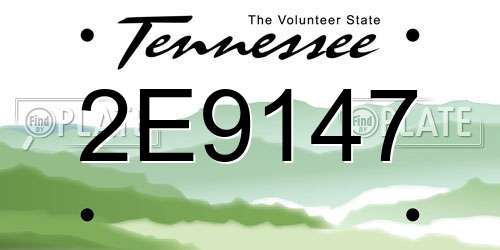 2E9147 Tennessee License Plate