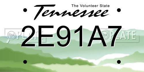 2E91A7 Tennessee License Plate