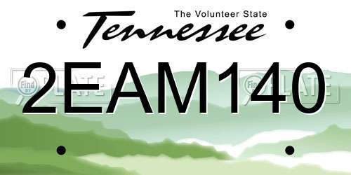 2EAM140 Tennessee License Plate