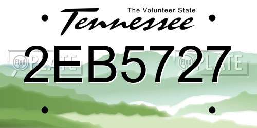 2EB5727 Tennessee License Plate