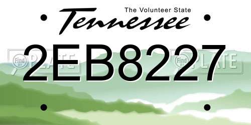 2EB8227 Tennessee License Plate