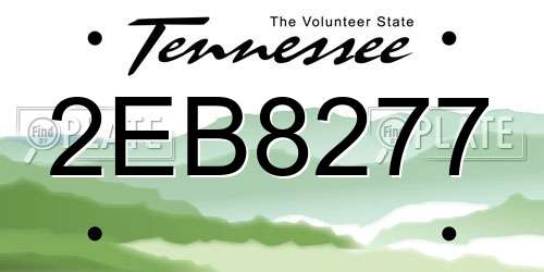 2EB8277 Tennessee License Plate