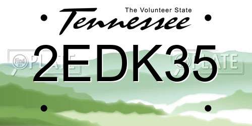 2EDK35 Tennessee License Plate