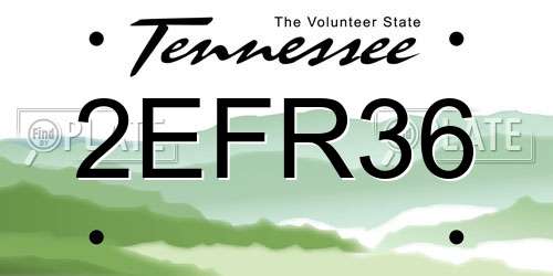 2EFR36 Tennessee License Plate
