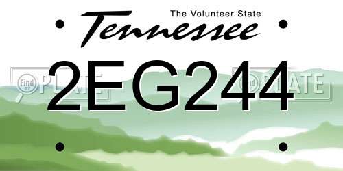 2EG244 Tennessee License Plate
