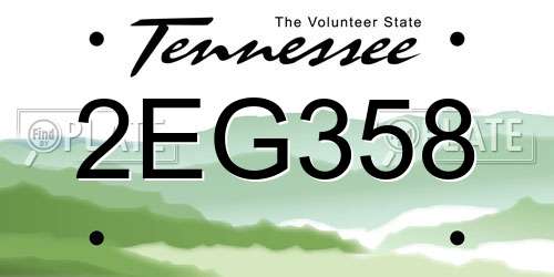 2EG358 Tennessee License Plate