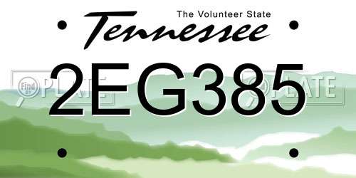 2EG385 Tennessee License Plate