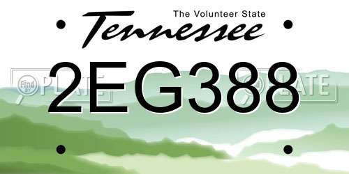 2EG388 Tennessee License Plate