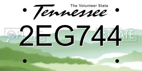 2EG744 Tennessee License Plate