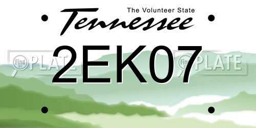 2EK07 Tennessee License Plate