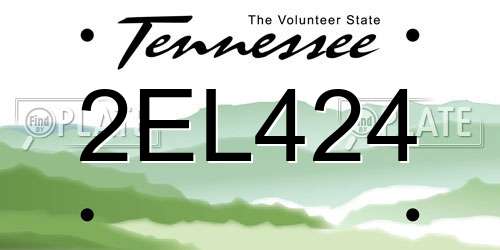 2EL424 Tennessee License Plate