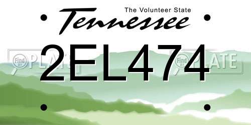 2EL474 Tennessee License Plate