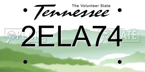 2ELA74 Tennessee License Plate