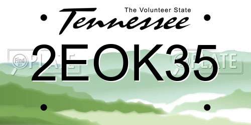 2EOK35 Tennessee License Plate