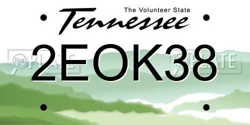 2EOK38 Tennessee License Plate
