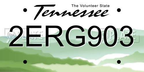 2ERG903 Tennessee License Plate
