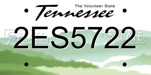 2ES5722 Tennessee License Plate