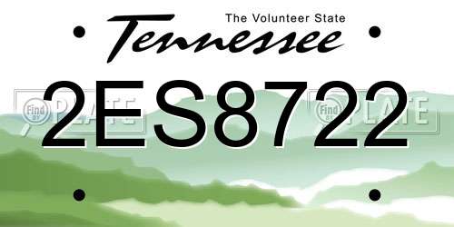 2ES8722 Tennessee License Plate