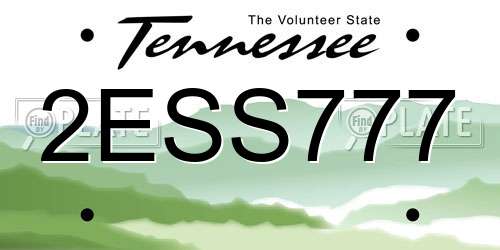 2ESS777 Tennessee License Plate