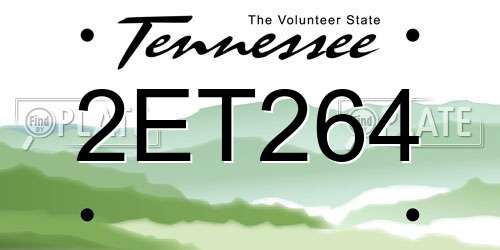2ET264 Tennessee License Plate