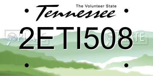 2ETI508 Tennessee License Plate