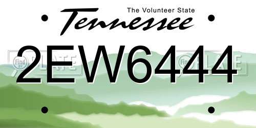 2EW6444 Tennessee License Plate