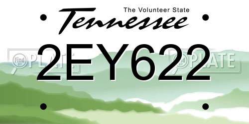 2EY622 Tennessee License Plate