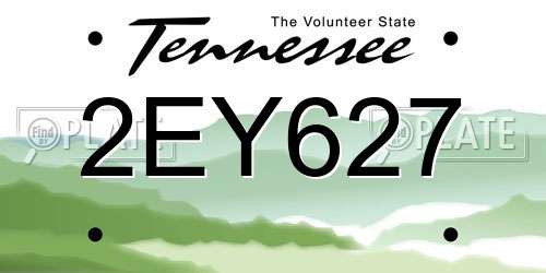 2EY627 Tennessee License Plate