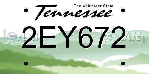 2EY672 Tennessee License Plate