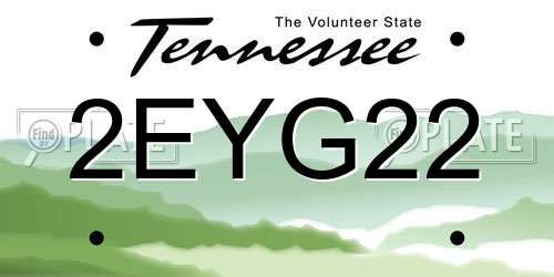 2EYG22 Tennessee License Plate