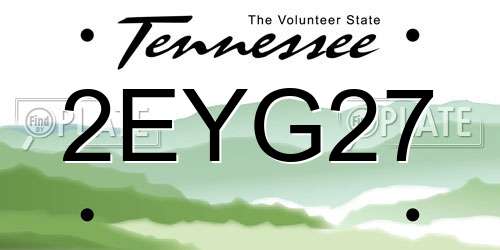 2EYG27 Tennessee License Plate