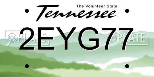 2EYG77 Tennessee License Plate