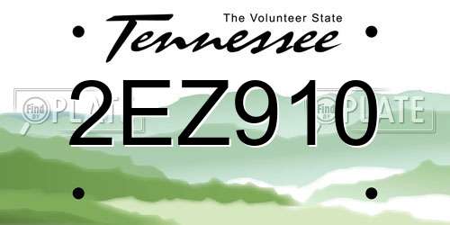 2EZ910 Tennessee License Plate