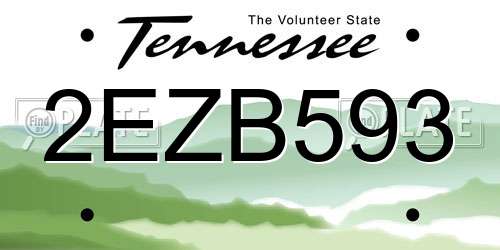 2EZB593 Tennessee License Plate