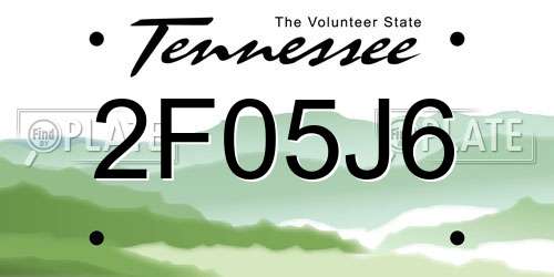 2F05J6 Tennessee License Plate