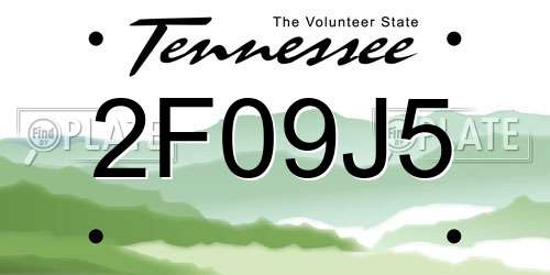 2F09J5 Tennessee License Plate