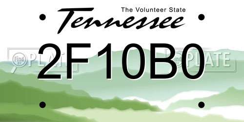 2F10B0 Tennessee License Plate