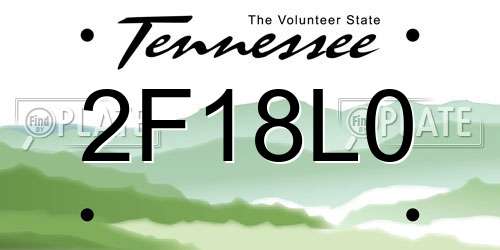 2F18L0 Tennessee License Plate