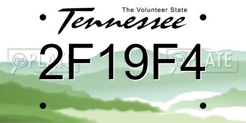 2F19F4 Tennessee License Plate