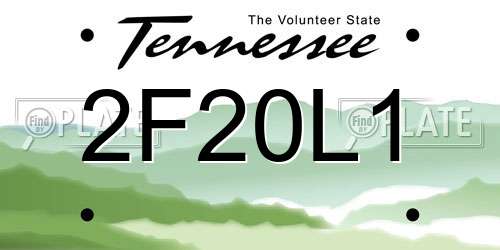 2F20L1 Tennessee License Plate