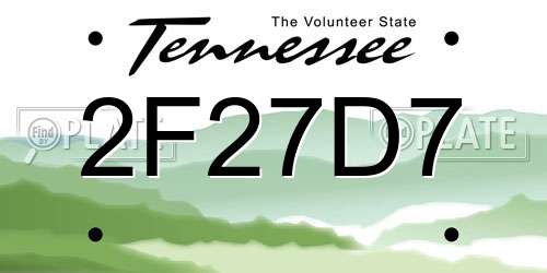 2F27D7 Tennessee License Plate