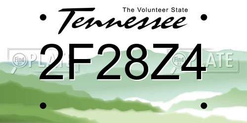 2F28Z4 Tennessee License Plate