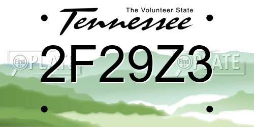 2F29Z3 Tennessee License Plate