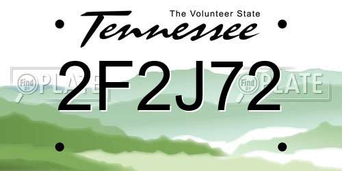 2F2J72 Tennessee License Plate