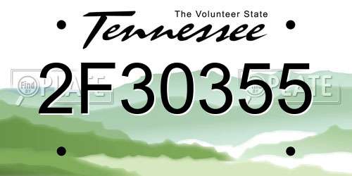 2F30355 Tennessee License Plate