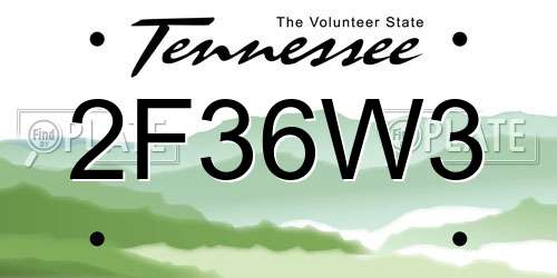 2F36W3 Tennessee License Plate