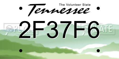 2F37F6 Tennessee License Plate
