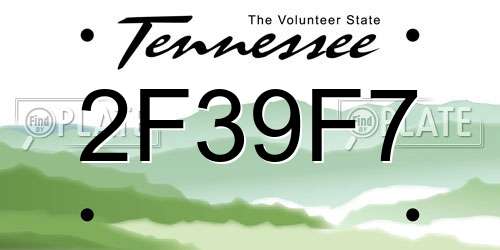 2F39F7 Tennessee License Plate
